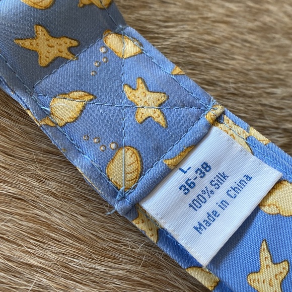 100% Silk Starfish and Seashell D-Buckle Belt. Size Large - Picture 5 of 7